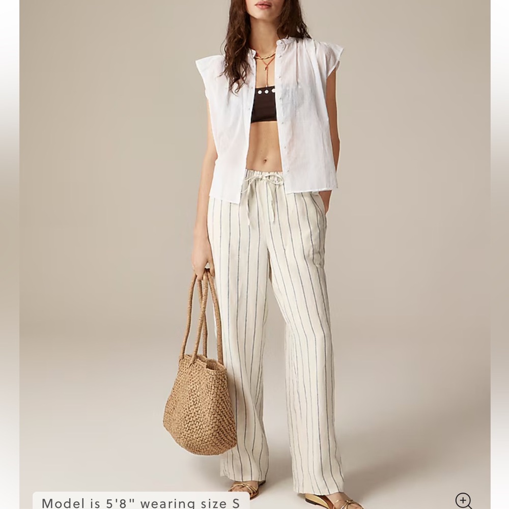 NWT J. Crew Flutter-sleeve button-up shirt in cotton voile, size S White